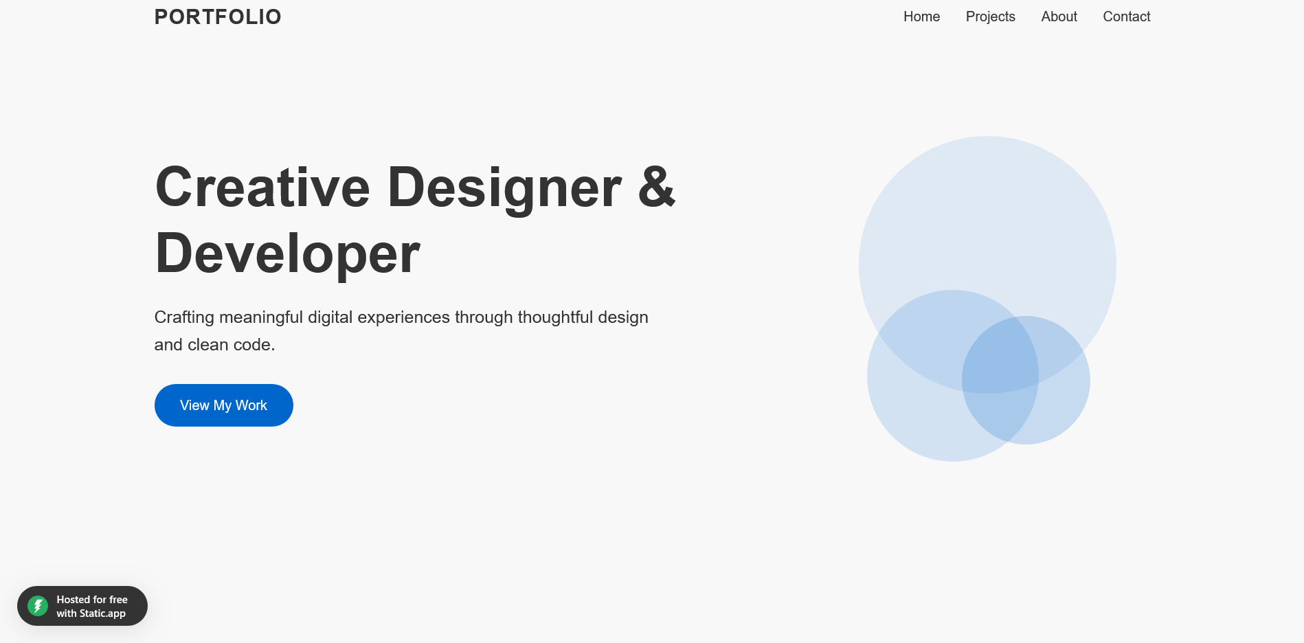 Screenshot of Design 1, a clean minimal portfolio page