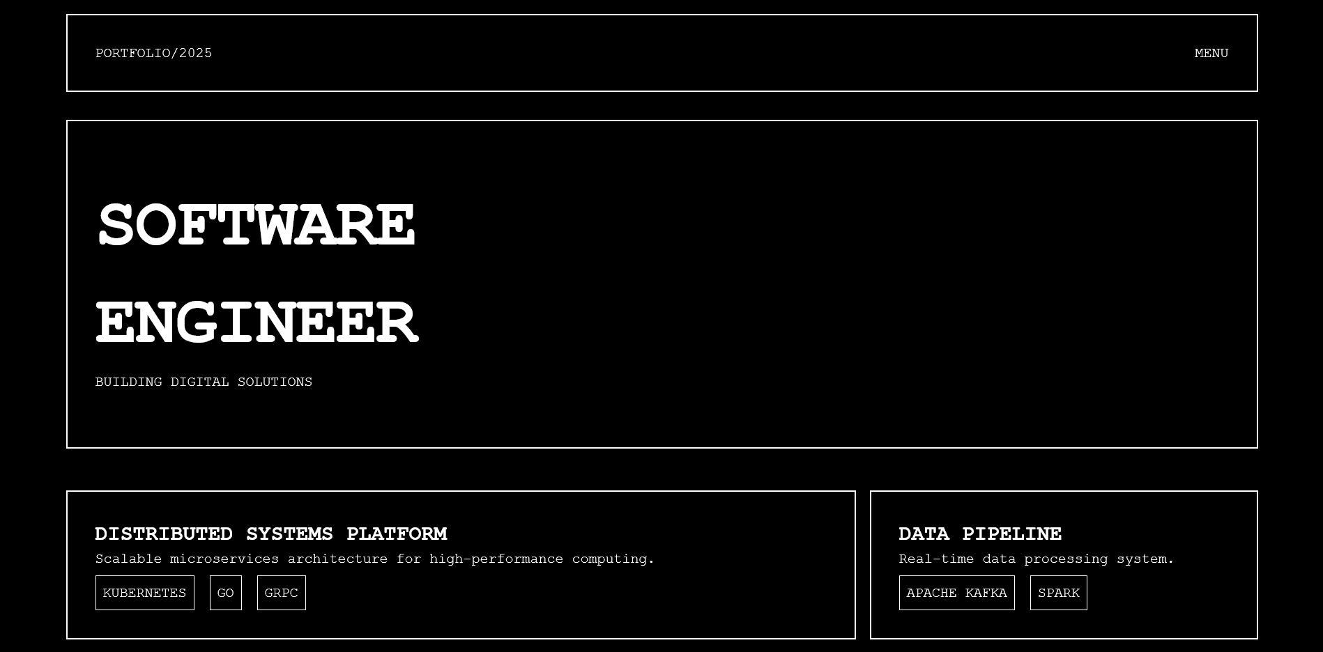 Screenshot of Design 14, a brutalist portfolio page