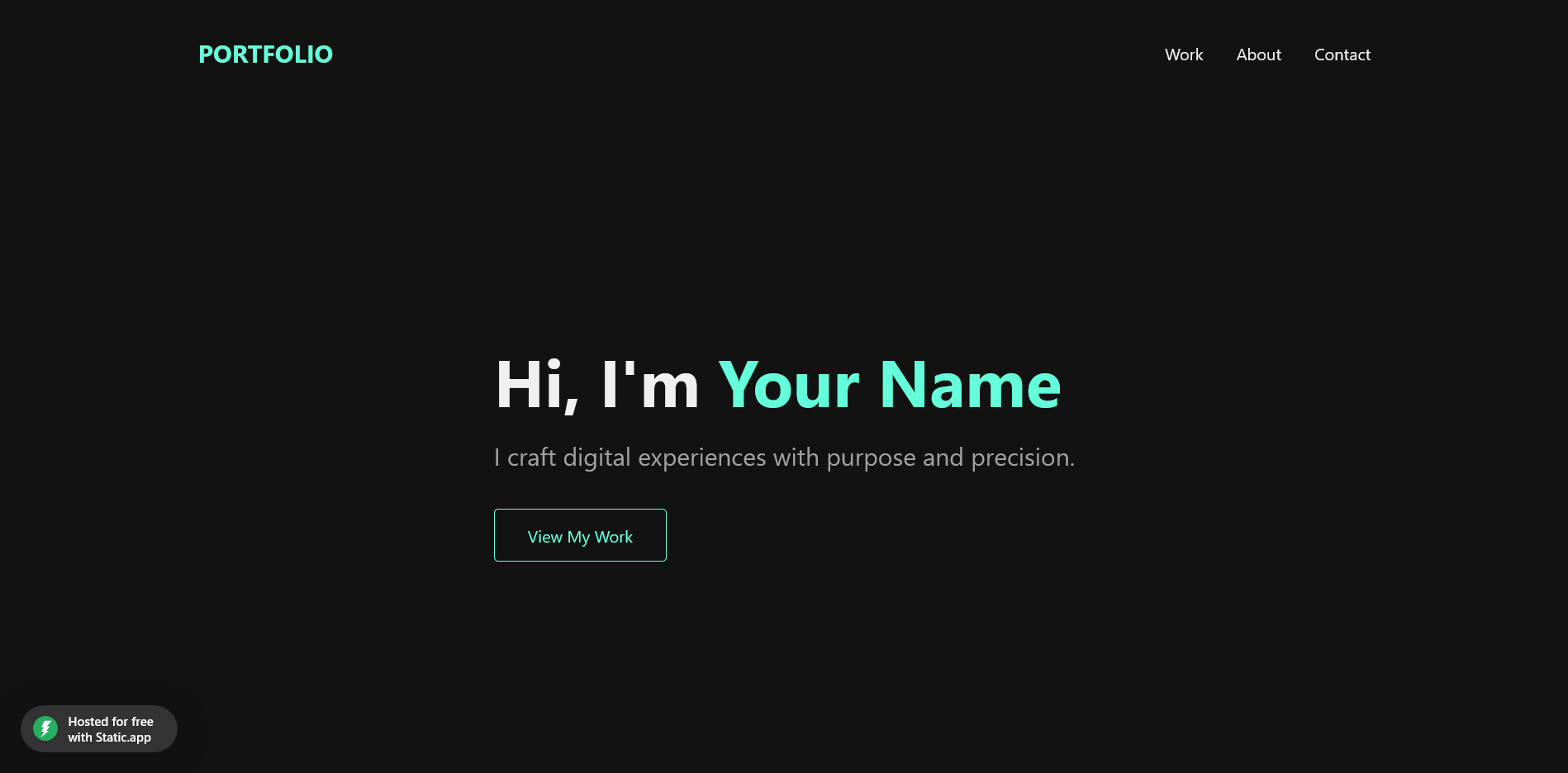 Screenshot of Design 5, a modern minimal green portfolio page