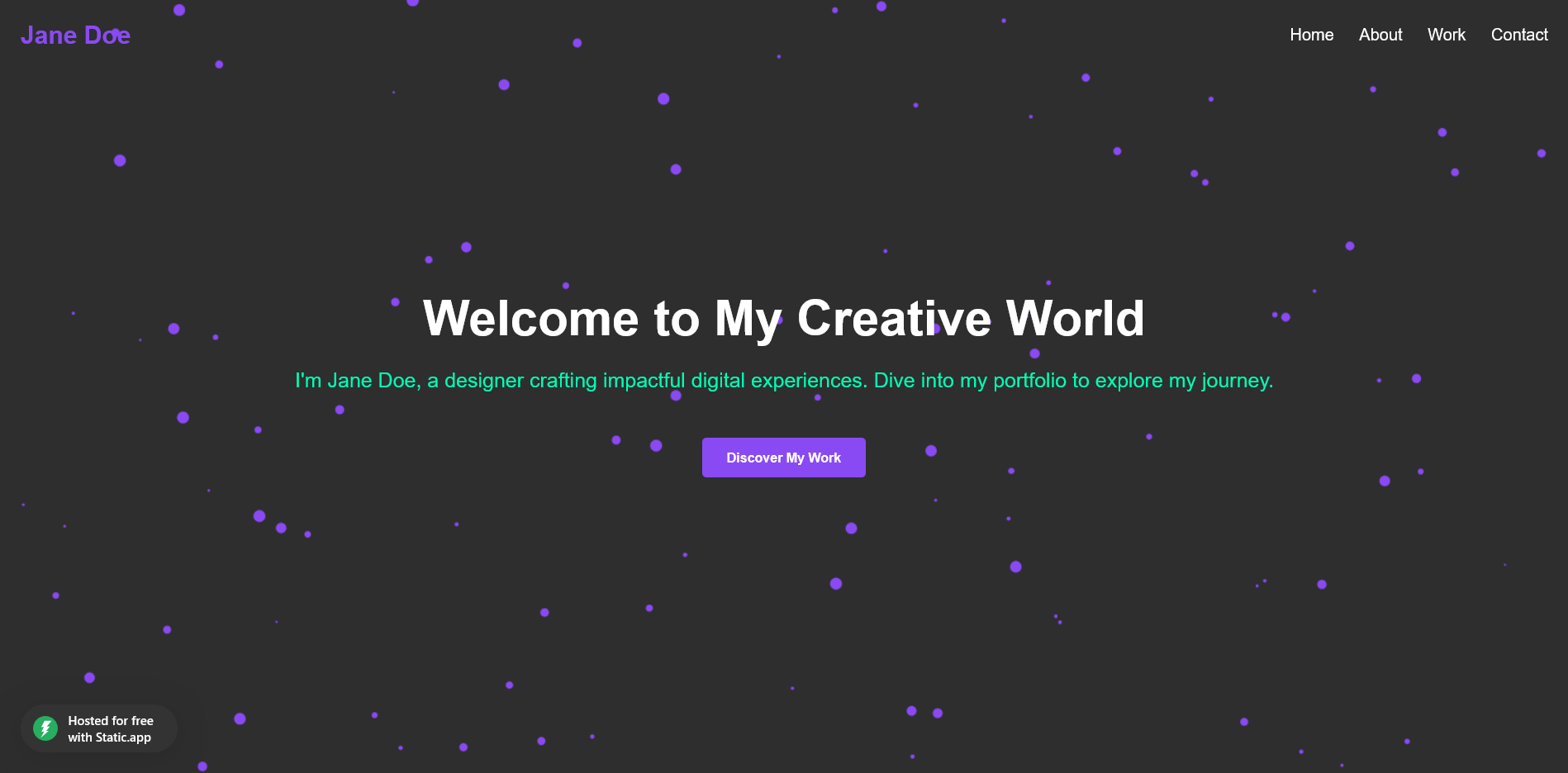 Screenshot of Design 8, a portfolio page with animations