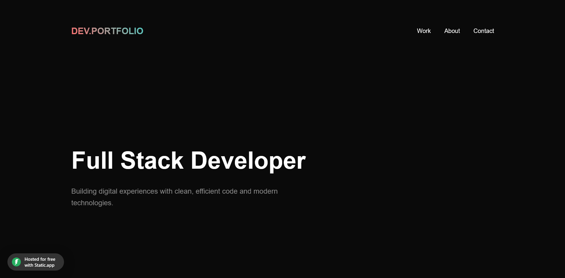 Screenshot of Design 9, a clean minimal dark portfolio page